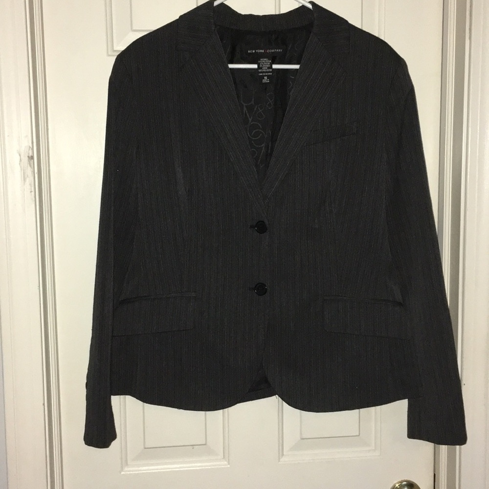 New York & Company Charcoal Pinstriped Blazer